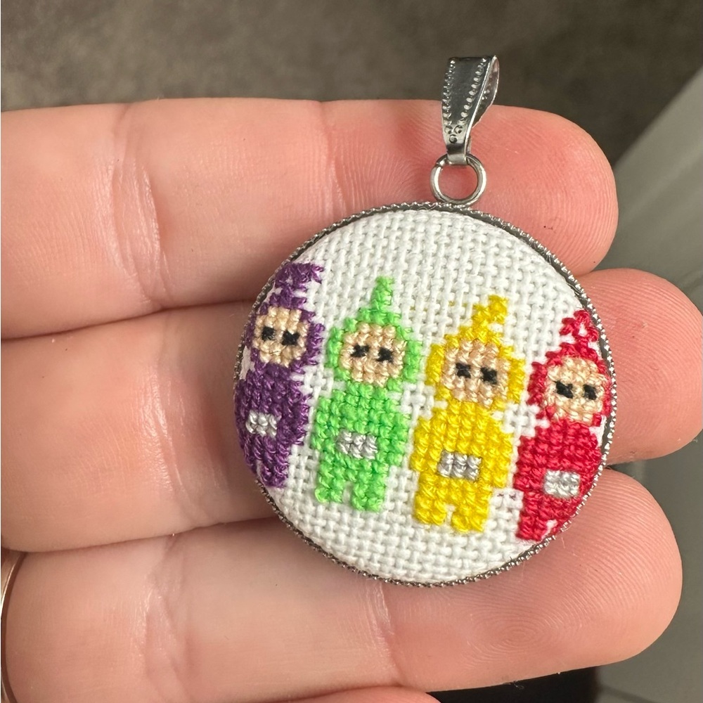 Teletubbies stitched pendant necklace keychain handmade jewelry